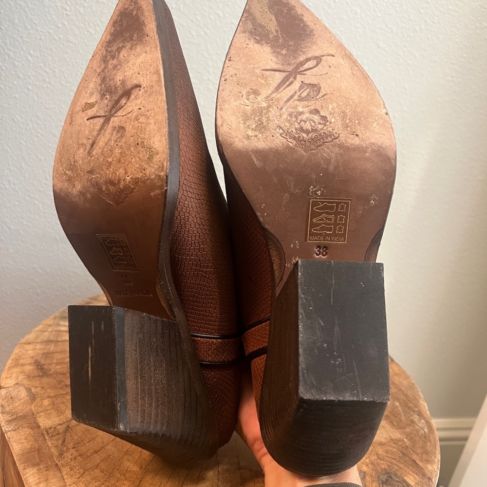 Free People Brown Textured Wedge Mules - Picture 6 of 7
